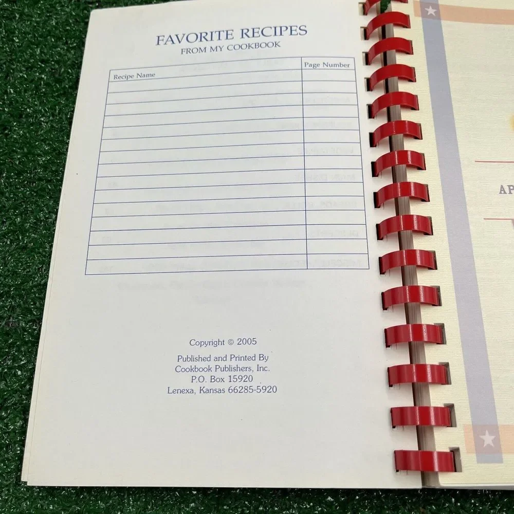 All-American Recipes ILMCT Cookbook Spiral Bound 2005 Inscription Inside‎ Front